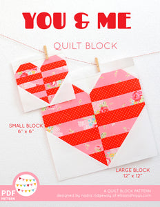 Pattern, You And Me Quilt Block by Ellis & Higgs (digital download)