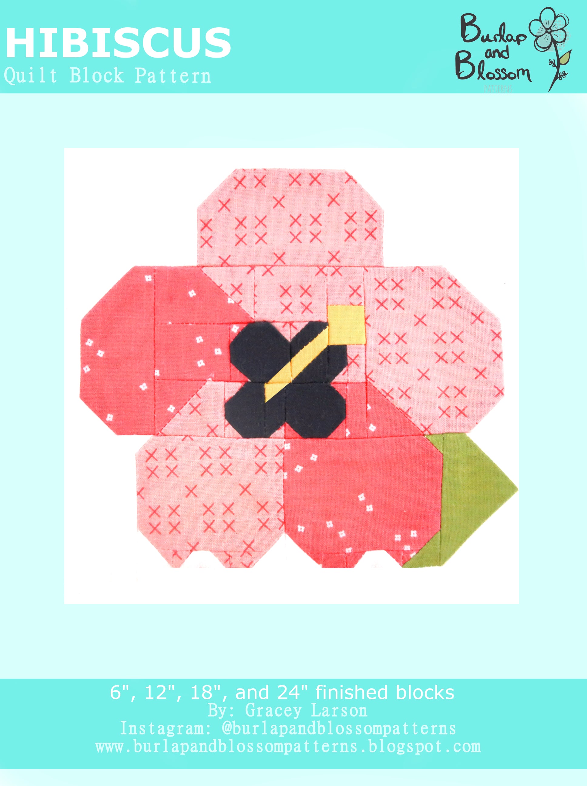Pattern, Hibiscus Flower Block by Burlap and Blossom (digital