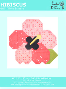 Pattern, Hibiscus Flower Block by Burlap and Blossom (digital download)