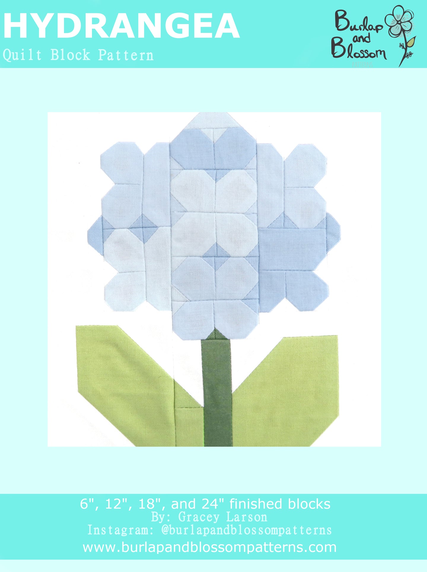 Burlap & Blossom Hydrangea Quilt Block Pattern