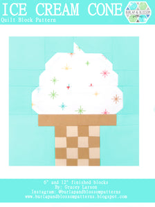 Pattern, Ice Cream Cone Quilt Block by Burlap and Blossom (digital download)