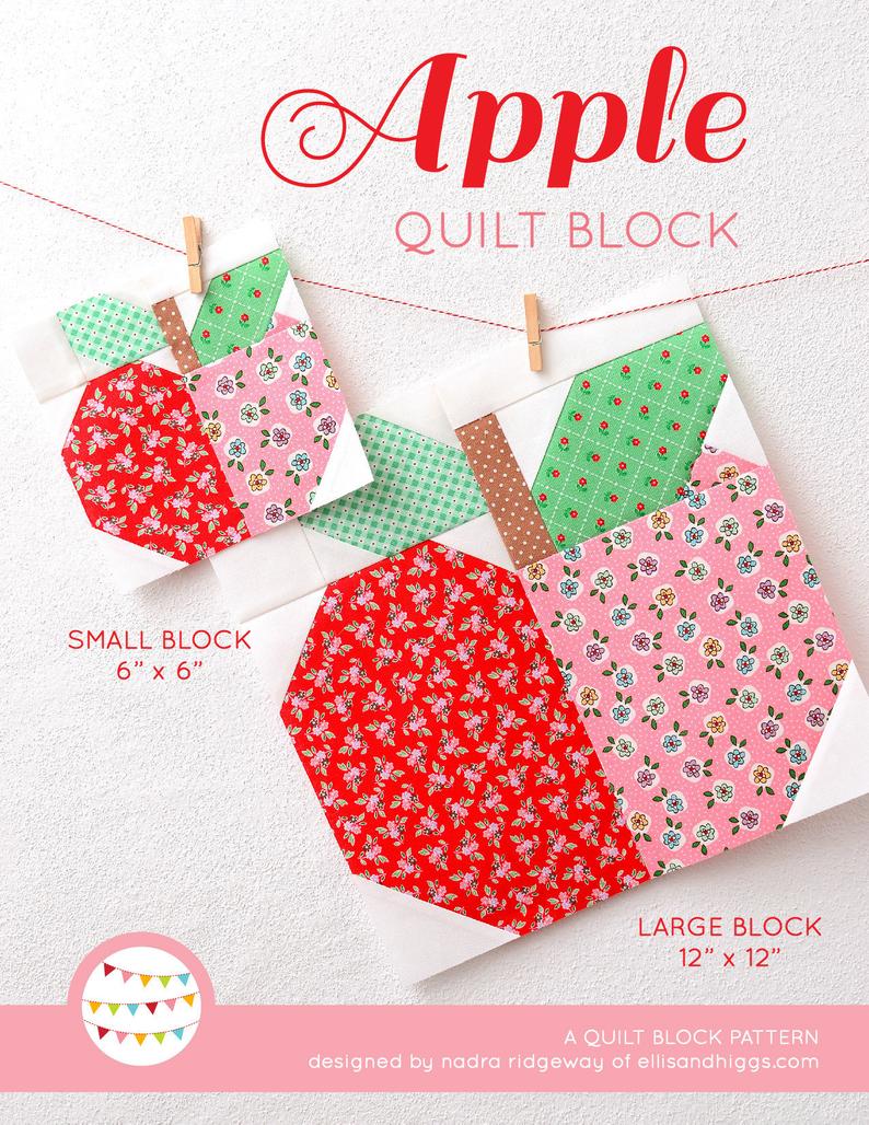 Pattern, Apple Quilt Block by Ellis & Higgs (digital download)