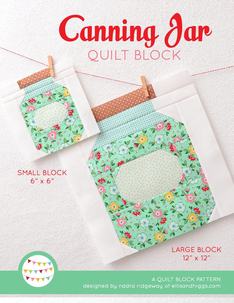 Pattern, Canning Jar Quilt Block by Ellis & Higgs (digital download)