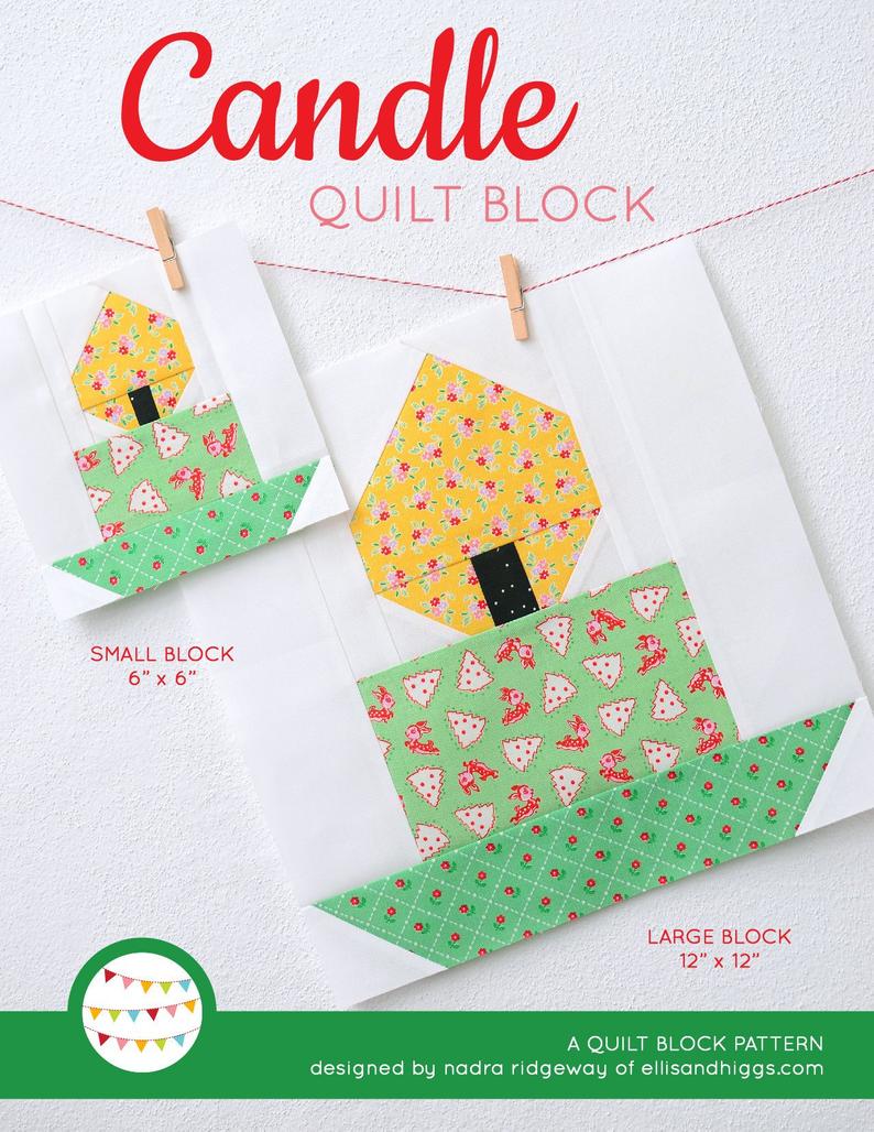 Pattern, Candle Quilt Block by Ellis & Higgs (digital download)