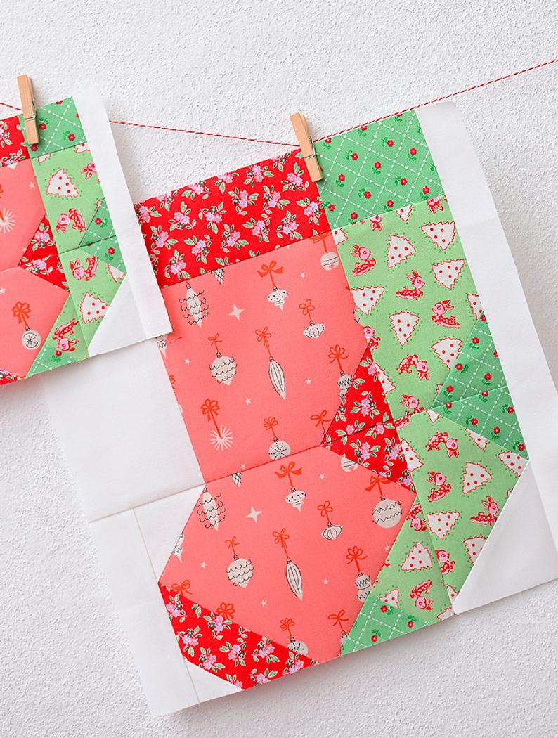 Pattern, Christmas Stockings Quilt Block by Ellis & Higgs (digital download)