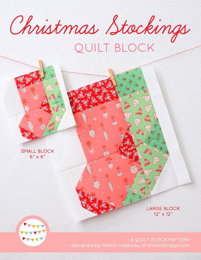 Pattern, Christmas Stockings Quilt Block by Ellis & Higgs (digital download)