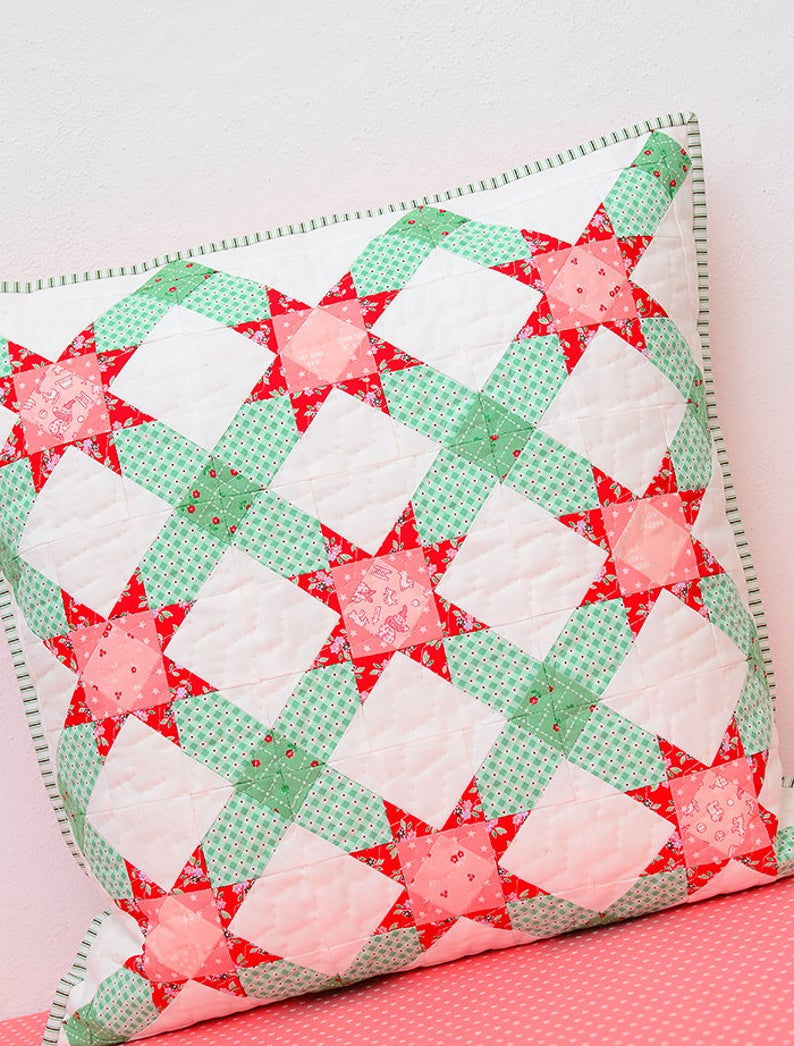 Pattern, Winter Stars Quilted Pillow Cover by Ellis & Higgs (digital download)