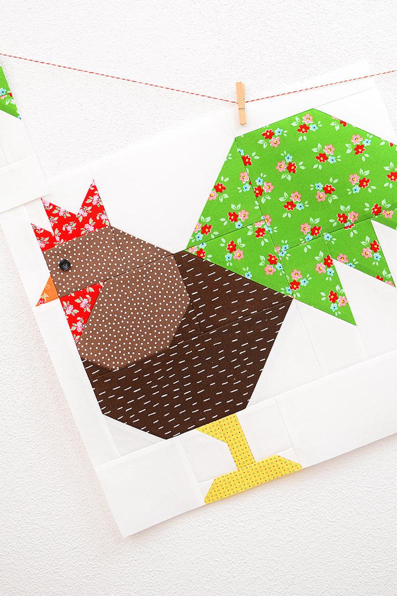 Pattern, Rooster Quilt Block by Ellis & Higgs (digital download)