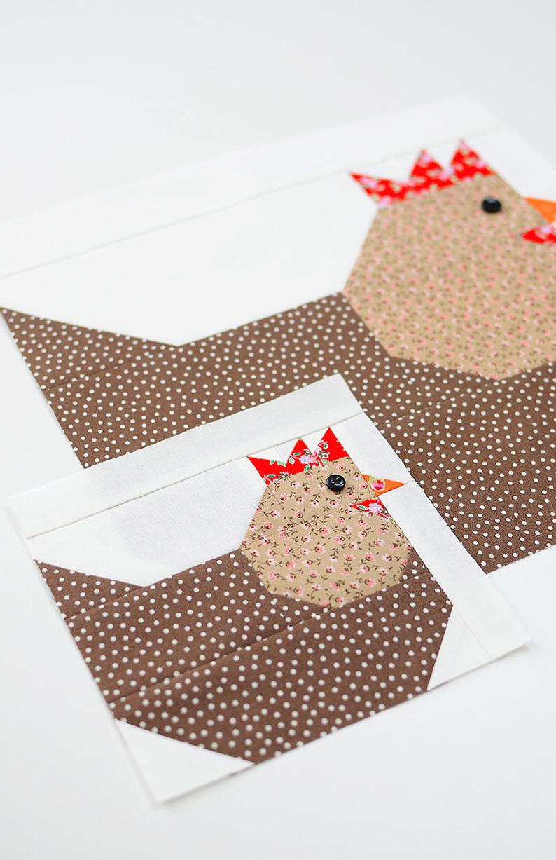 Pattern, Hen Chicken Quilt Block by Ellis & Higgs (digital download)