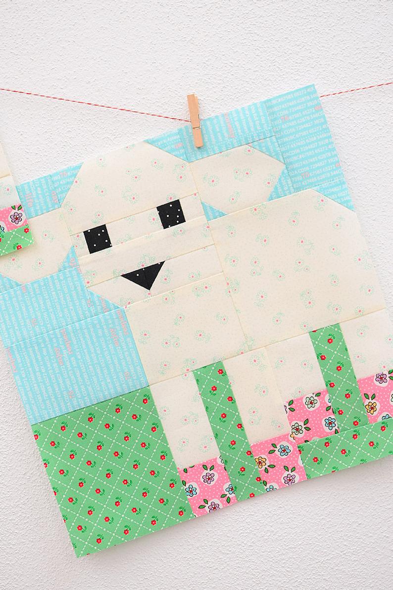 Pattern, Little Lamb Quilt Block by Ellis & Higgs (digital download)