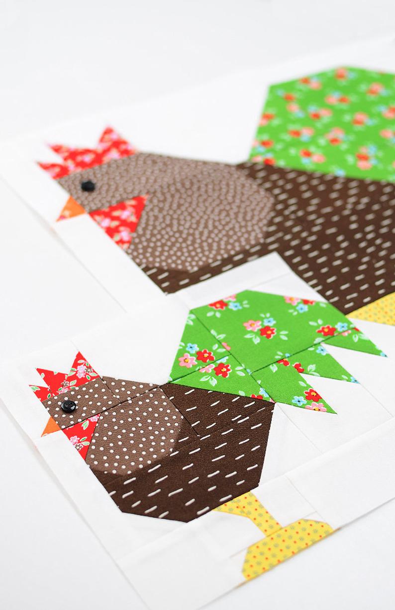 Pattern, Rooster Quilt Block by Ellis & Higgs (digital download)