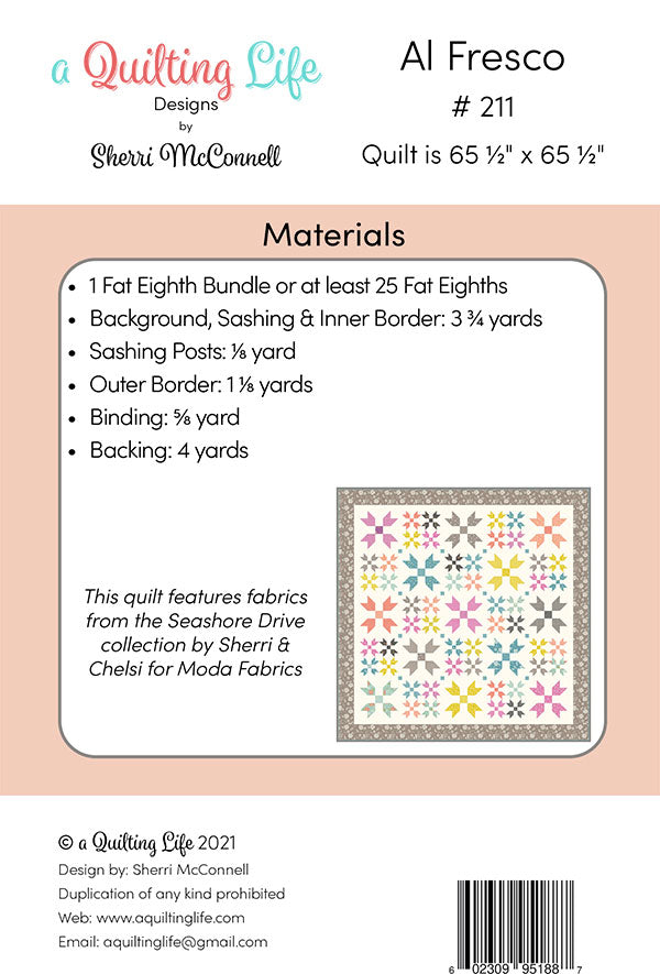 PATTERN, AL FRESCO #211 - A Quilting Life Designs by Sherri McConnell