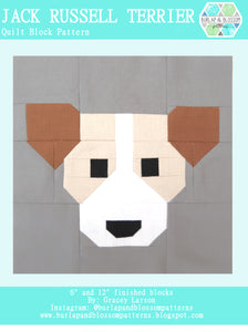 Pattern, Jack Russell Terrier Dog Quilt Block by Burlap and Blossom (digital download)