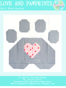 Pattern, Love and Pawprints Quilt Block by Burlap and Blossom (digital download)