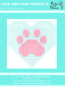 Pattern, Love and Paws Quilt Block by Burlap and Blossom (digital download)
