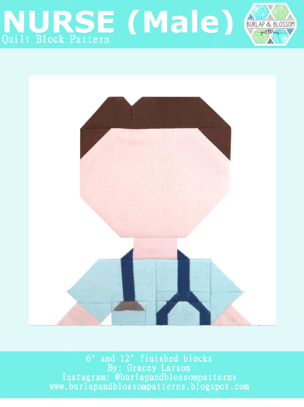 Pattern, Male Doctor Nurse Block by Burlap and Blossom (digital downlo ...