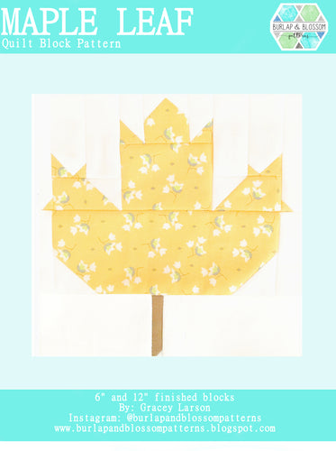 Pattern, Maple Leaf Quilt Block by Burlap and Blossom (digital download)