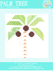 Pattern, Palm Tree Quilt Block by Burlap and Blossom (digital download)