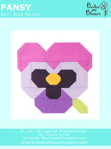 Pattern, Pansy Quilt Block by Burlap and Blossom (digital download)