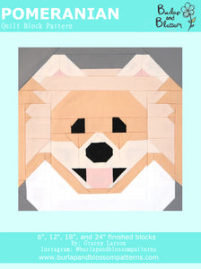 Pattern, Pomeranian Quilt Block by Burlap and Blossom (digital download)