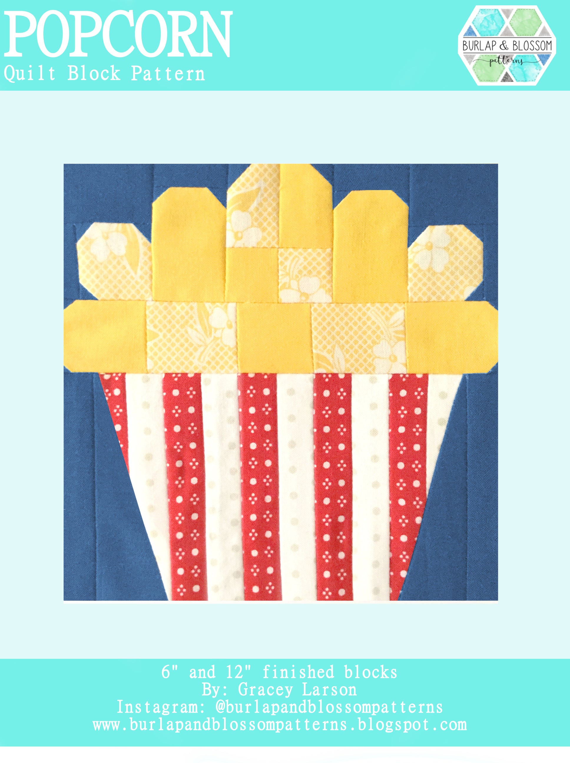 Pattern, Popcorn Quilt Block by Burlap and Blossom (digital download)
