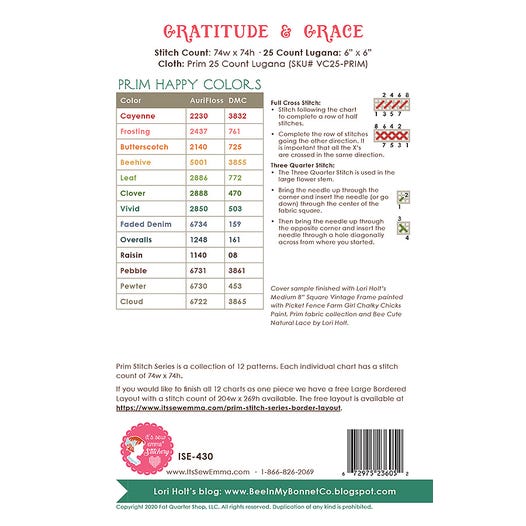 gratitutde & grace cross stitch pattern