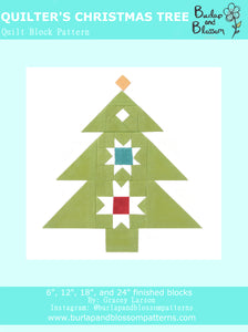 Pattern, Quilter's Christmas Tree Quilt Block by Burlap and Blossom (digital download)