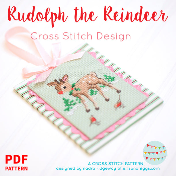 Pattern, Rudolph the Reindeer Cross Stitch Design by Ellis & Higgs (digital download)
