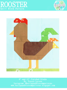 Pattern, Rooster Quilt Block by Burlap and Blossom (digital download)