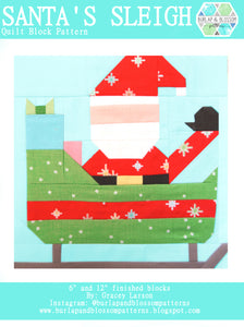 Pattern, Santa's Sleigh Quilt Block by Burlap and Blossom (digital download)