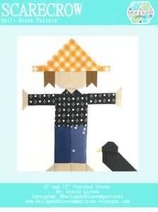 Pattern, Scarecrow Quilt Block by Burlap and Blossom (digital download)