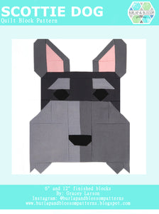 Pattern, Scottie Dog Quilt Block by Burlap and Blossom (digital download)