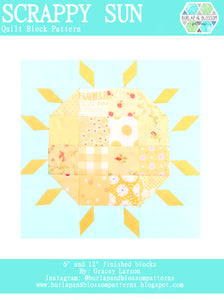 Pattern, Scrappy Sun Quilt Block by Burlap and Blossom (digital download)