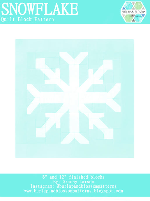 Pattern, Snowflake Quilt Block by Burlap and Blossom (digital download)