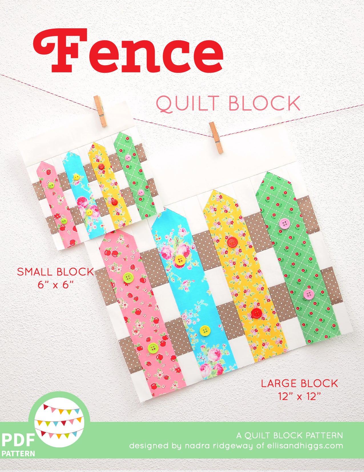 Pattern, Fence Rail Quilt Block by Ellis & Higgs (digital download)