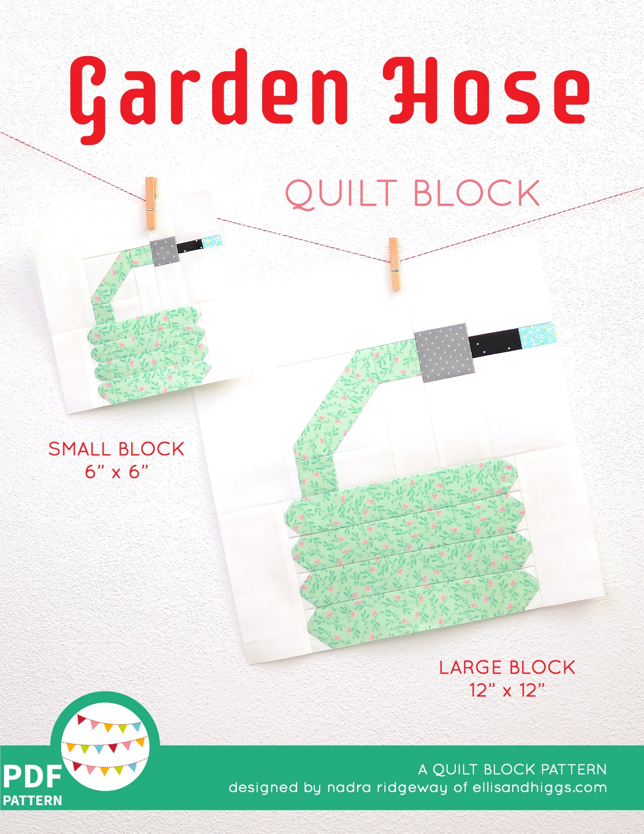 Pattern, Garden Hose Quilt Block by Ellis & Higgs (digital download)