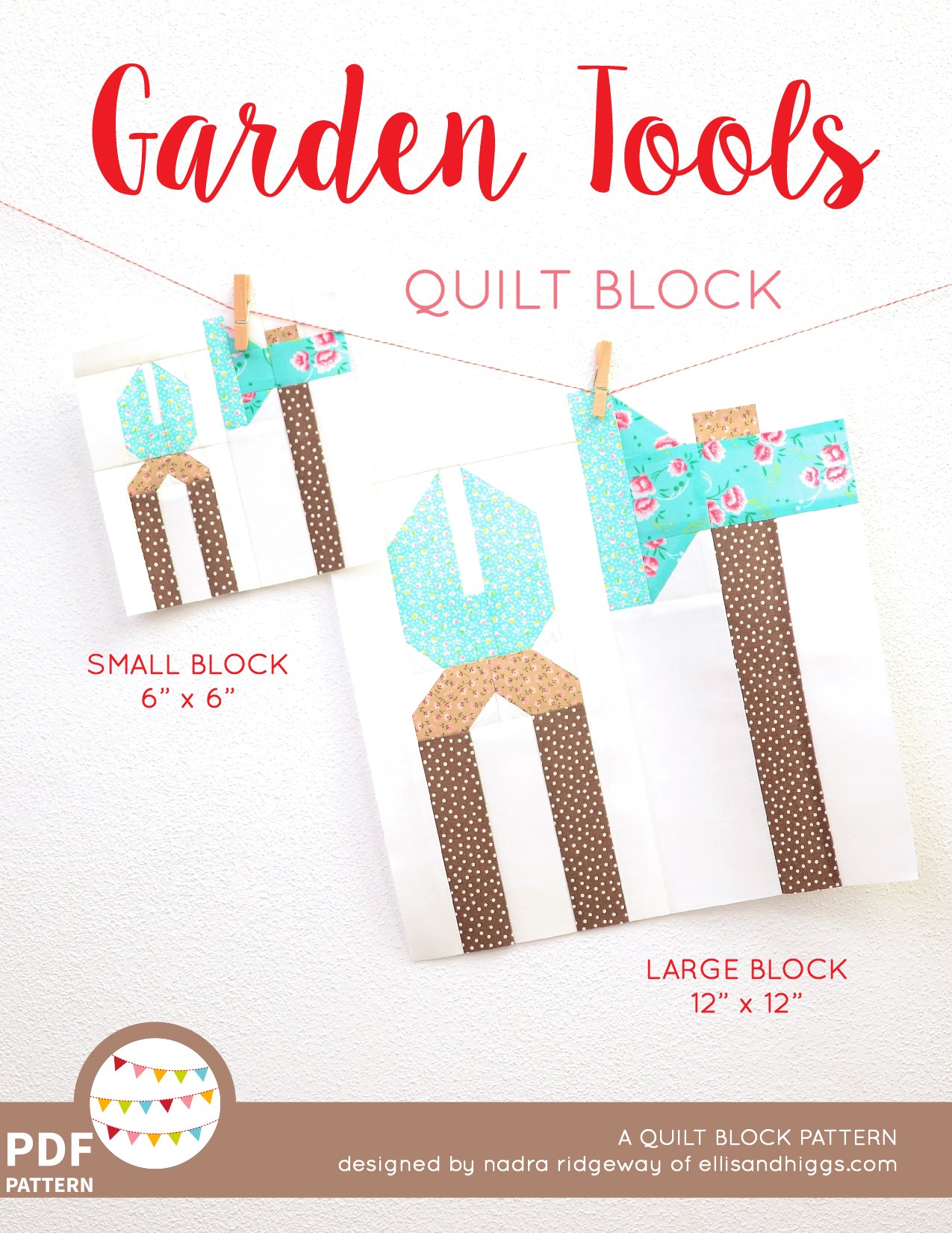 Pattern, Garden Tools Quilt Block by Ellis & Higgs (digital download)