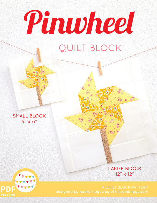 Pattern, Pinwheel Quilt Block by Ellis & Higgs (digital download)