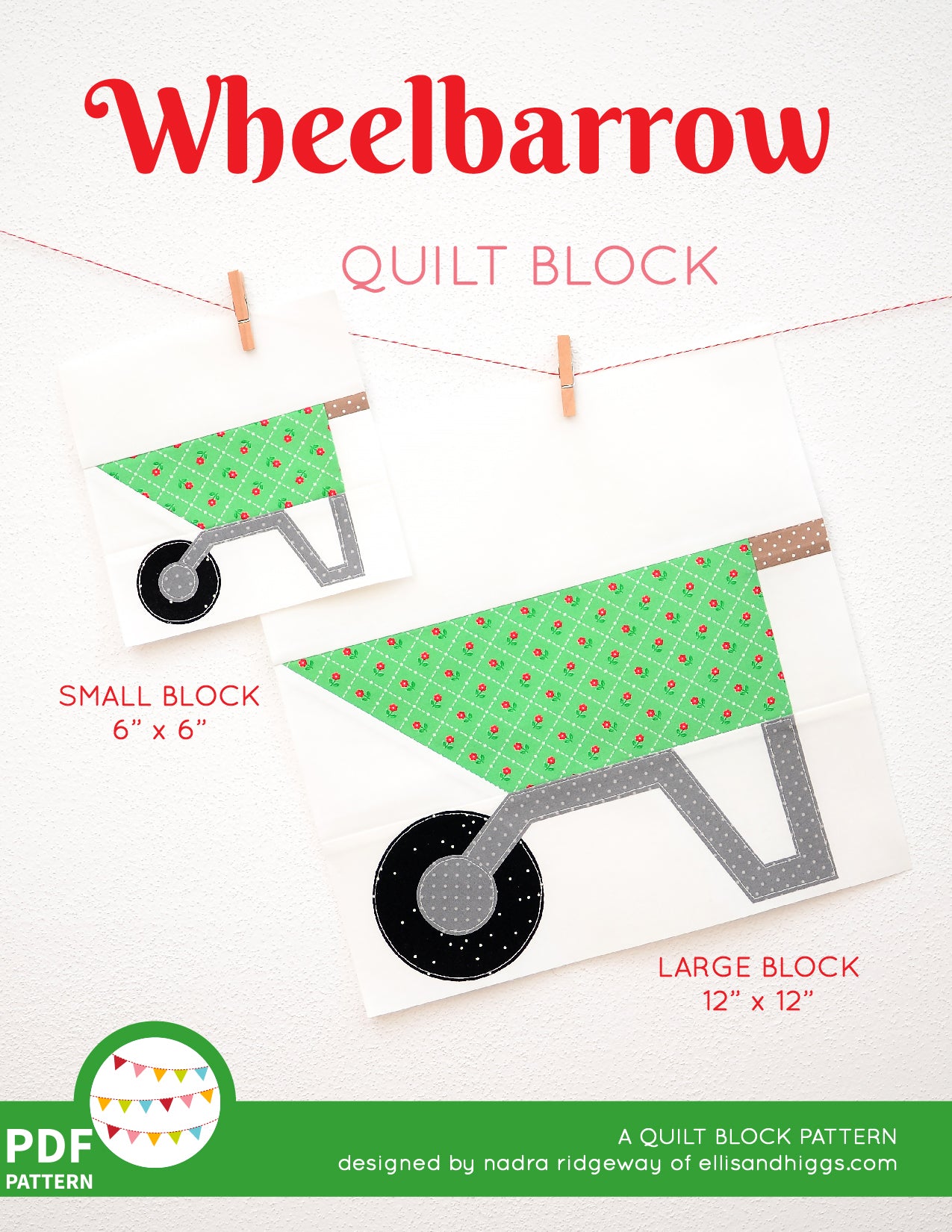 Pattern, Wheelbarrow Quilt Block by Ellis & Higgs (digital download)