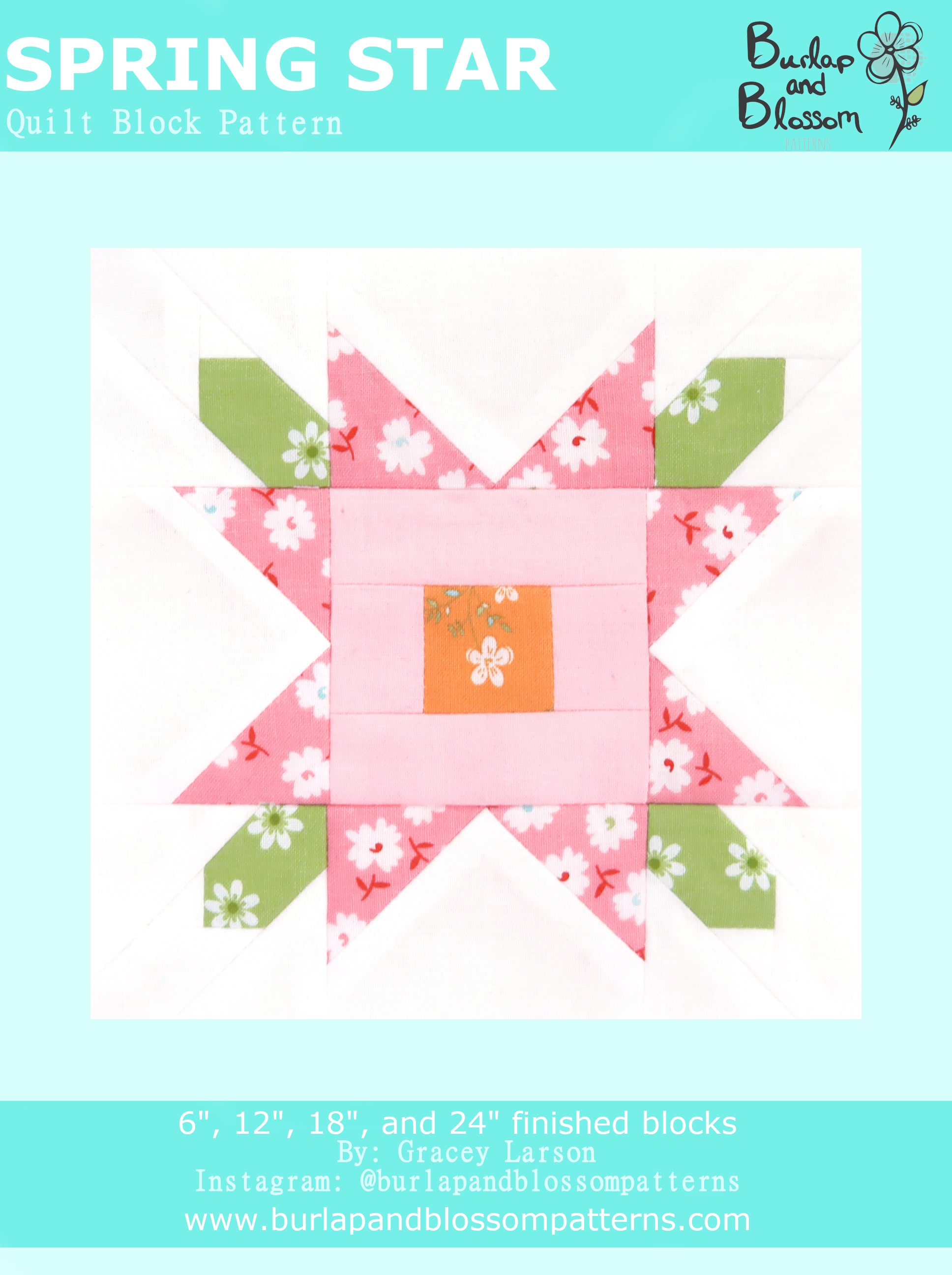 Spring Star Quilt Block Pattern