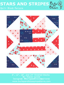 Pattern, Stars and Stripes Quilt Block by Burlap and Blossom (digital download)