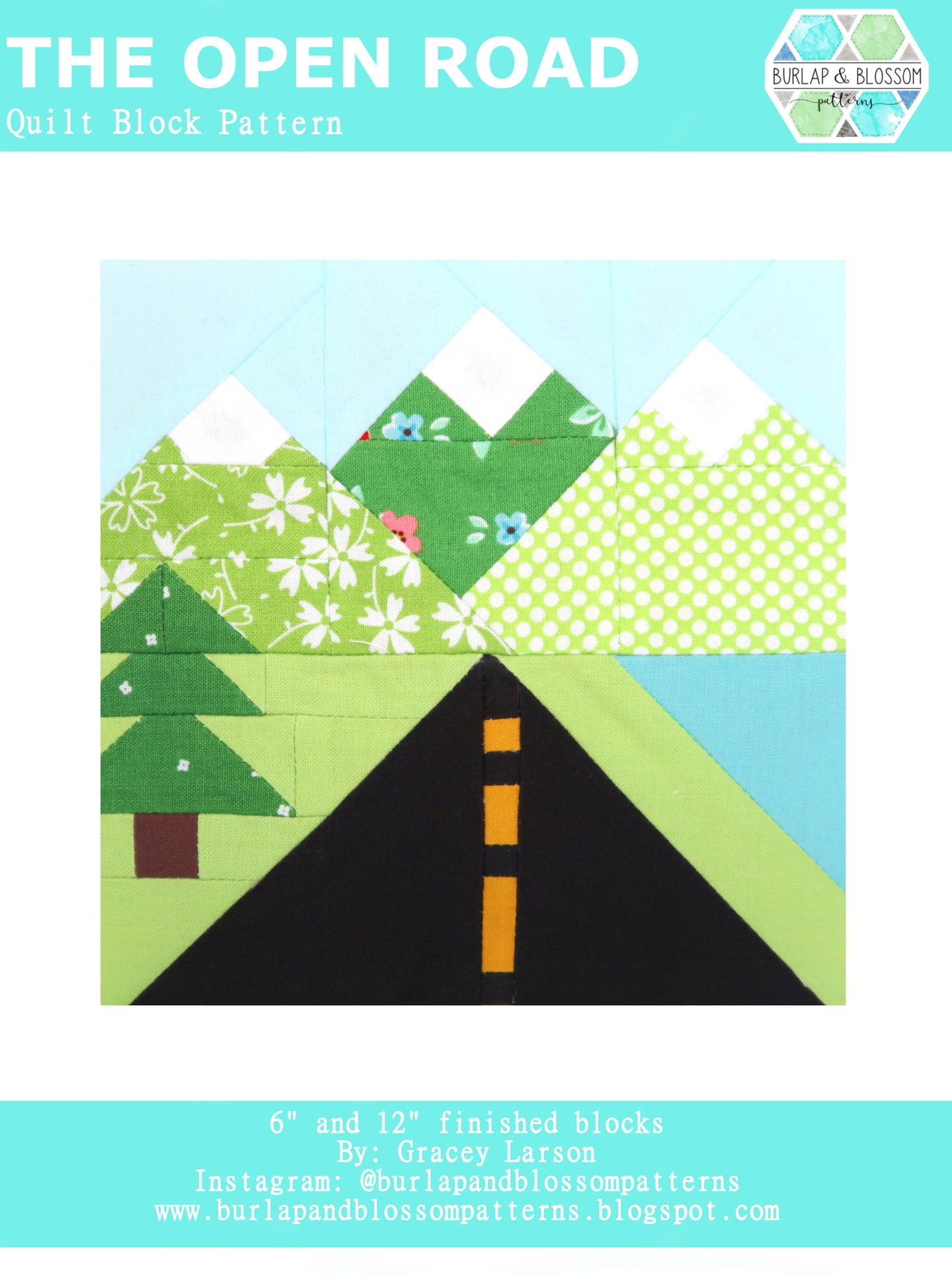 Pattern, The Open Road Quilt Block by Burlap and Blossom (digital download)