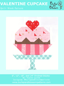 valentine cupcake digital download quilt block