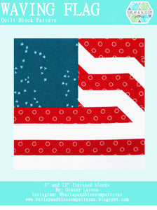 Pattern, Waving Flag Quilt Block by Burlap and Blossom (digital download)