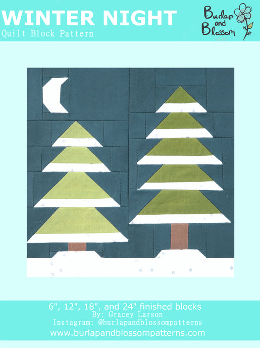 Pattern, Winter Night Quilt Block by Burlap and Blossom (digital download)
