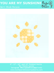 Pattern, You are my Sunshine Quilt Block by Burlap and Blossom (digital download)