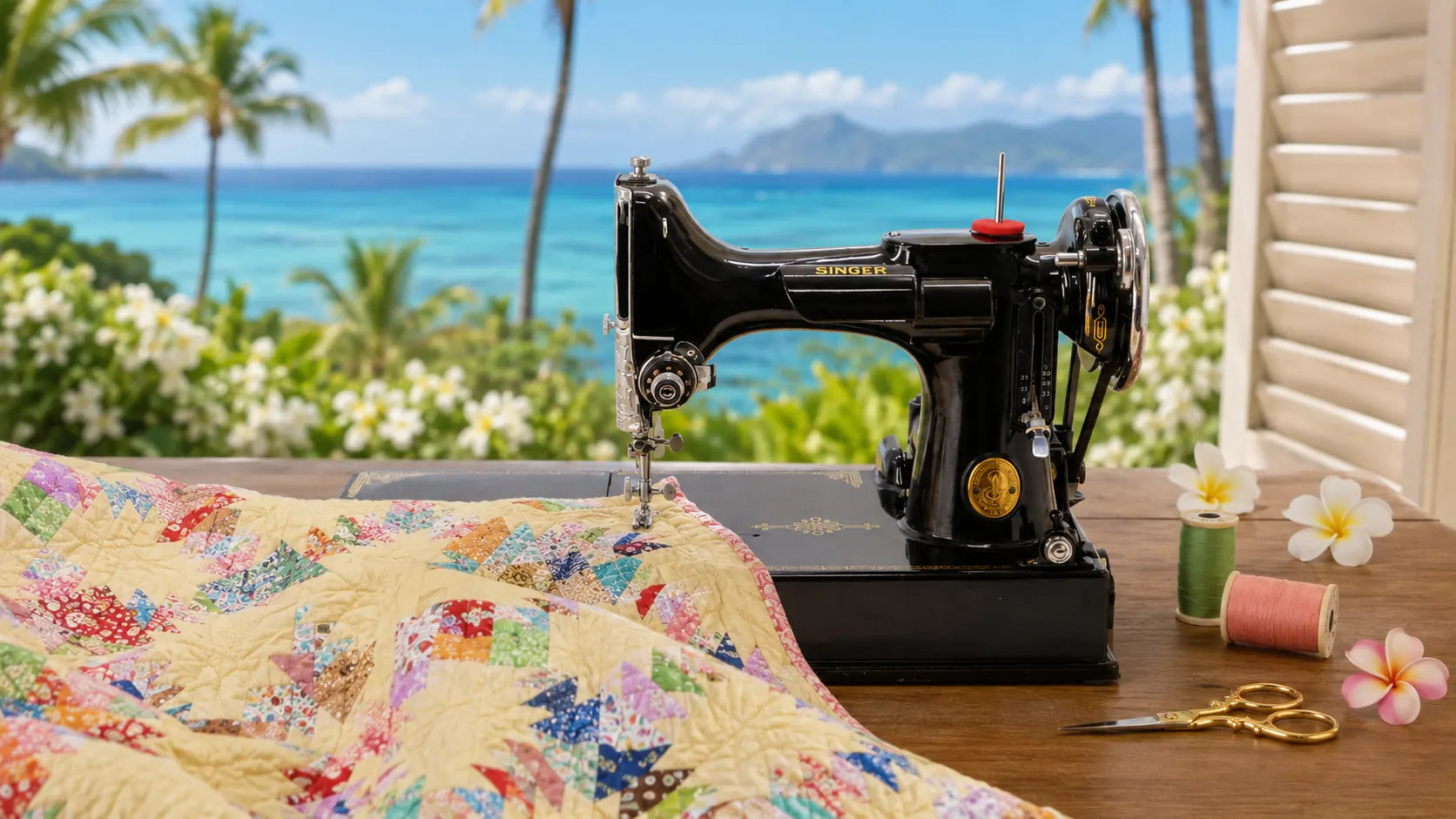 A Featherweight on a lanai above the Wailea shore, Maui