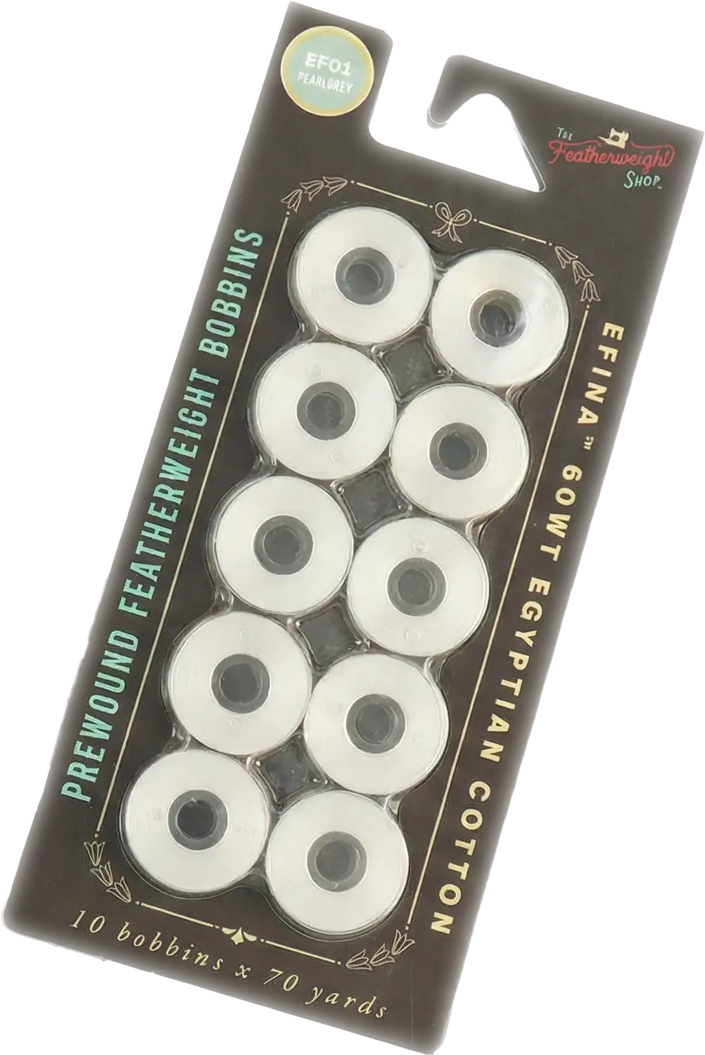 Pearl Grey prewound bobbin 10-pack