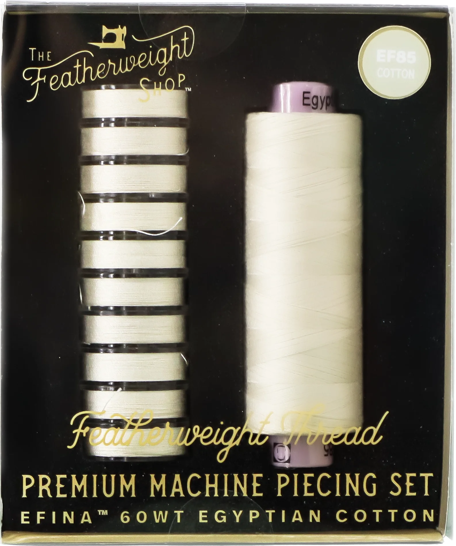 Premium Machine Piecing Set — Cotton Sandy — spool plus 10 prewound bobbins